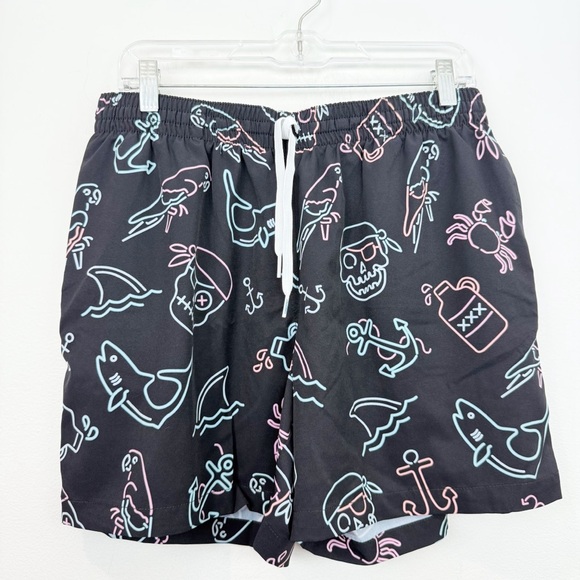 Chubbies Mens I Am The Captain Now Black Swim Trunks Lined Size Large - Picture 1 of 5